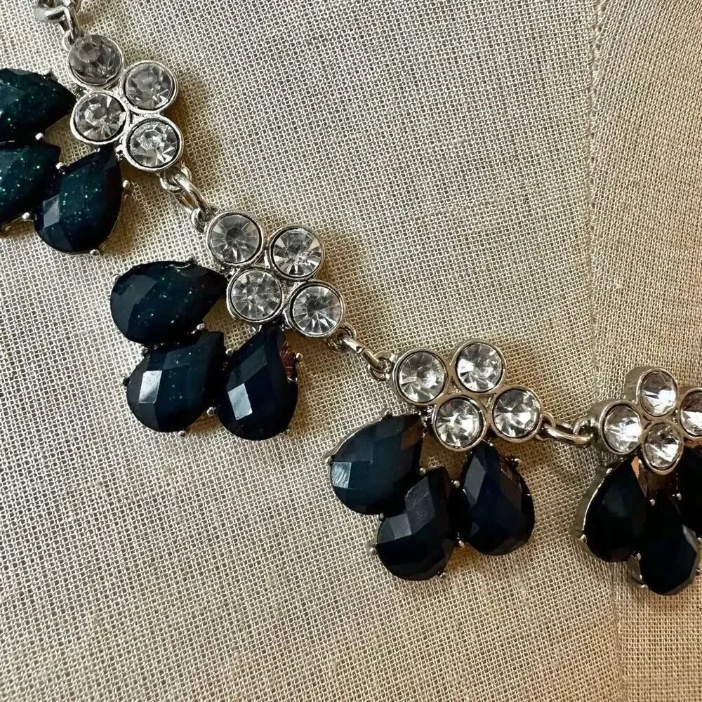 Charming Charlie Blue rhinestone statement necklace